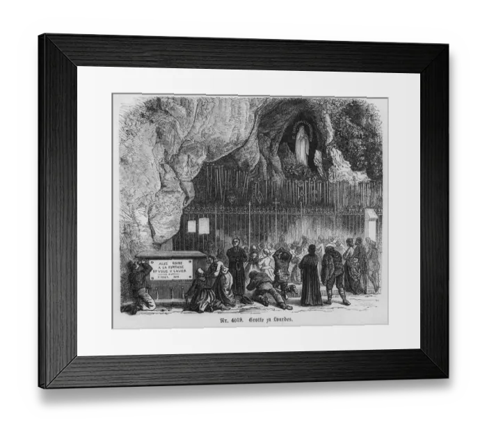 Framed Print : Illustration of Grotto at Lourdes Framed Print : Illustration of Grotto at Lourdes