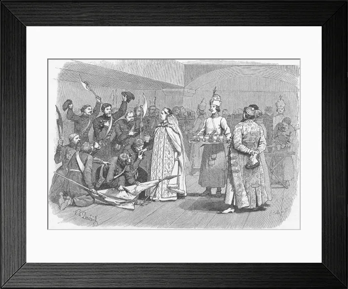 Framed Print : Illustration of Sophia Providing a Feast for the Streltsi by Charles Cullen Framed Print : Illustration of Sophia Providing a Feast for the Streltsi by Charles Cullen