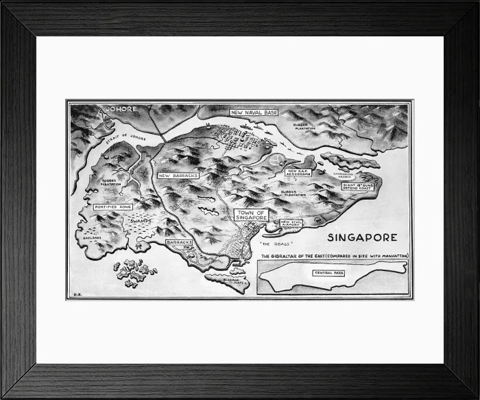 Framed Print : Illustration of Singapore and Surrounding Landscapes Framed Print : Illustration of Singapore and Surrounding Landscapes