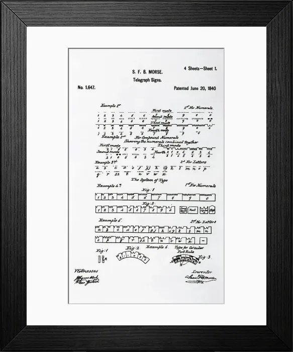 Framed Print : Chart Depicting Morse Code Signs, 1840 Framed Print : Chart Depicting Morse Code Signs, 1840