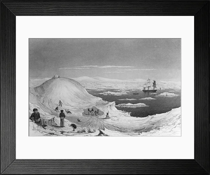 Framed Print : Illustration Of Expedition On Antarctica Framed Print : Illustration Of Expedition On Antarctica