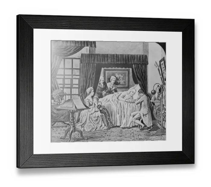 Framed Print : Illustration of Benjamin Franklin on His Death Bed Framed Print : Illustration of Benjamin Franklin on His Death Bed