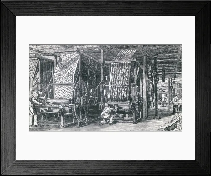 Framed Print : Illustration Depicting Calico Printing at a Factory Framed Print : Illustration Depicting Calico Printing at a Factory