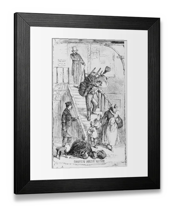 Framed Print : Illustration of a Landlord Evicting Tenants Framed Print : Illustration of a Landlord Evicting Tenants