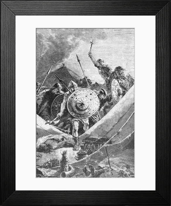 Framed Print : Engraving of the Franks After Winning the Battle of Tours Framed Print : Engraving of the Franks After Winning the Battle of Tours