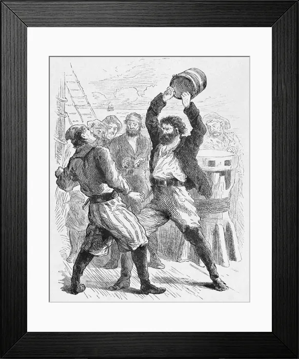 Framed Print : Illustration of Captain Kidd Hitting Attacking Tom Moore Framed Print : Illustration of Captain Kidd Hitting Attacking Tom Moore