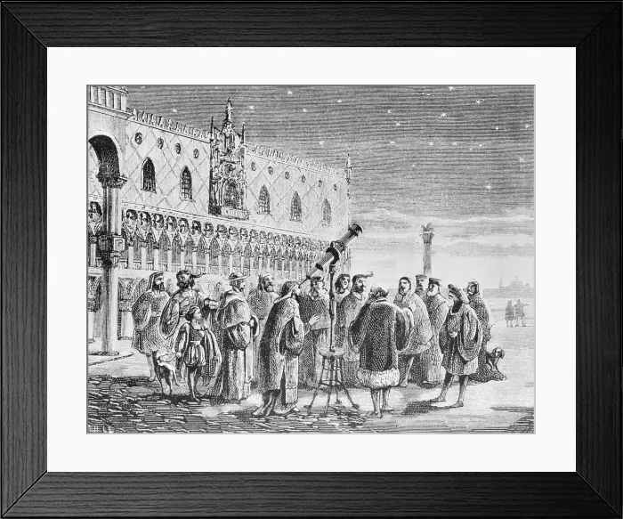 Framed Print : Illustration of Galileo Demonstrating Telescope Framed Print : Illustration of Galileo Demonstrating Telescope