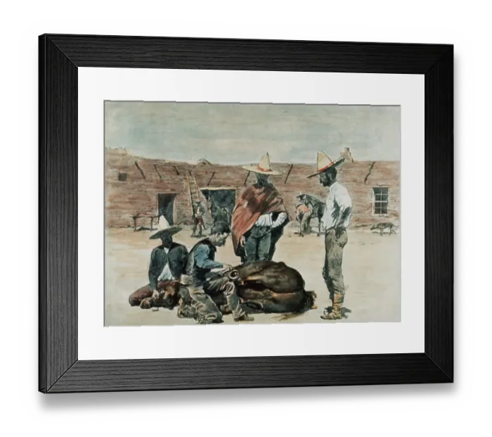 Framed Print : Illustration of Mexican Cowboys Shoeing a Horse by Frederic Remington Framed Print : Illustration of Mexican Cowboys Shoeing a Horse by Frederic Remington