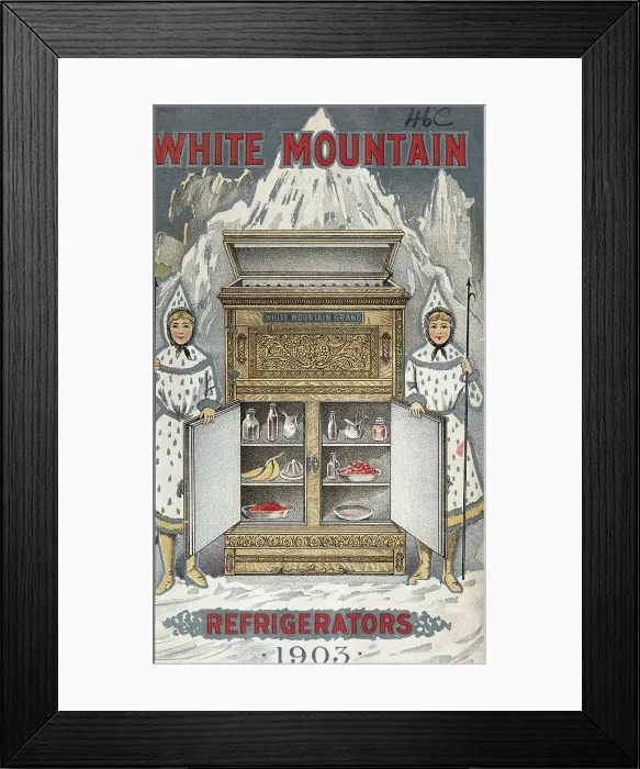 Framed Print : Advertisement for White Mountain Refrigerators