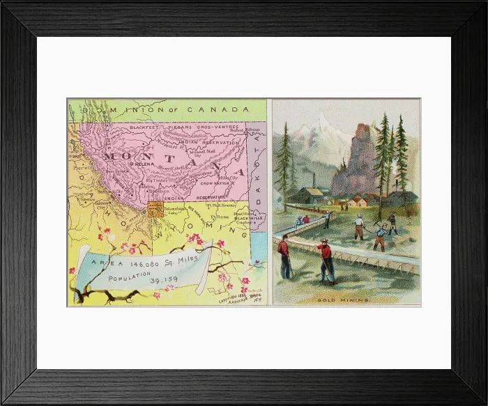 Framed Print : Illustration of Gold Mining in the Montana Area Framed Print : Illustration of Gold Mining in the Montana Area