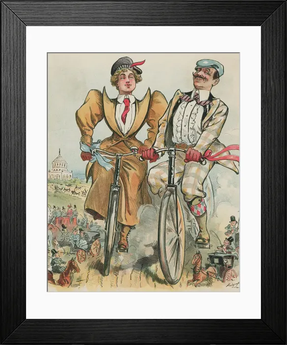 Framed Print : People Riding Bicycles