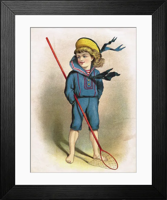 Framed Print : Boy in Sailor Suit with Butterfly Net Framed Print : Boy in Sailor Suit with Butterfly Net