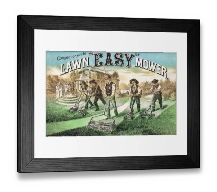 Framed Print : Competition with the Easy Lawn Mower Advertisement Framed Print : Competition with the Easy Lawn Mower Advertisement
