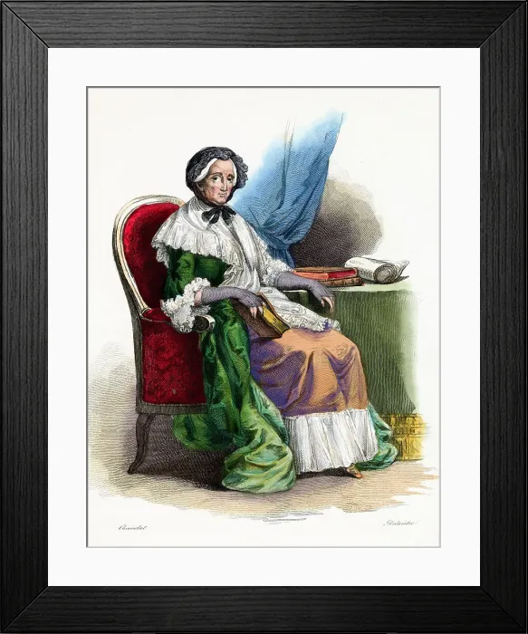 Framed Print : Hand-Tinted Engraving of Marie-Therese Rodet Geoffrin Framed Print : Hand-Tinted Engraving of Marie-Therese Rodet Geoffrin