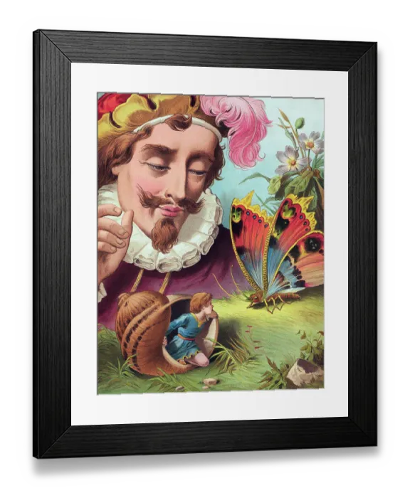 Framed Print : Tom Thumb Being Discovered While Peeping from Shell Framed Print : Tom Thumb Being Discovered While Peeping from Shell