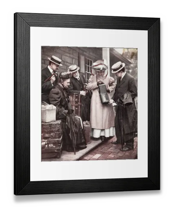 Framed Print : Illustration of Traveling Family with Kodak Camera Framed Print : Illustration of Traveling Family with Kodak Camera
