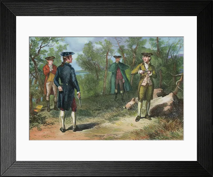 Framed Print : Illustration of Alexander Hamilton and Aaron Burr Preparing to Duel Framed Print : Illustration of Alexander Hamilton and Aaron Burr Preparing to Duel