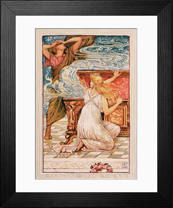 Framed Print : Illustration of Pandora Opening the Box by Walter Crane Framed Print : Illustration of Pandora Opening the Box by Walter Crane