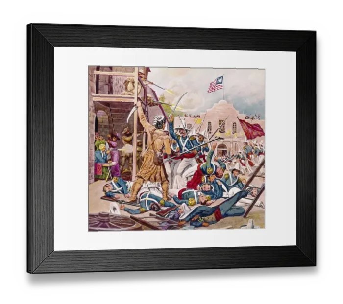 Framed Print : 19th-Century Illustration of the Battle at the Alamo Framed Print : 19th-Century Illustration of the Battle at the Alamo