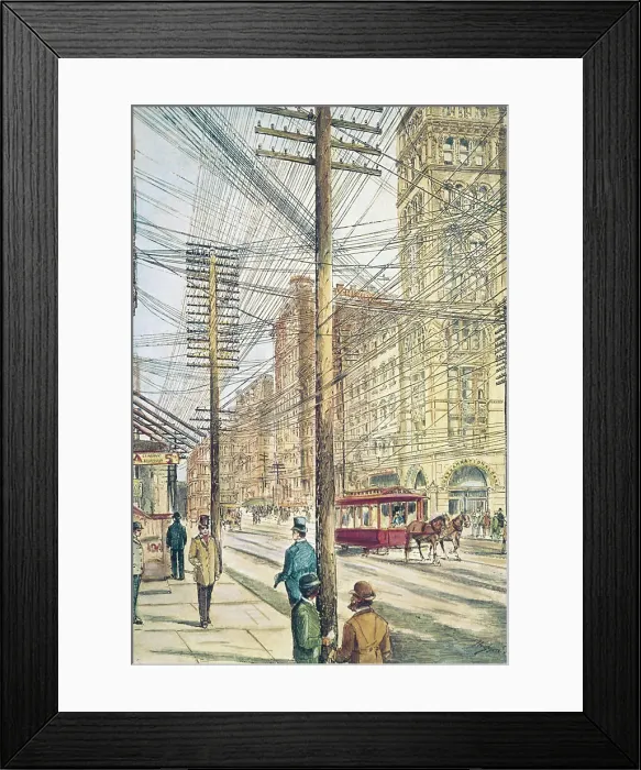 Framed Print : Disorderly Wires on Broadway