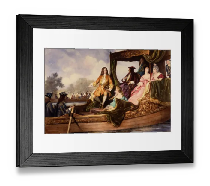 Framed Print : Illustration of Handel Presenting Water Music to King George I Framed Print : Illustration of Handel Presenting Water Music to King George I