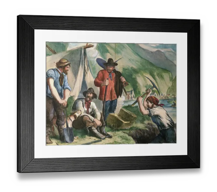 Framed Print : California Gold Diggers Illustration Framed Print : California Gold Diggers Illustration