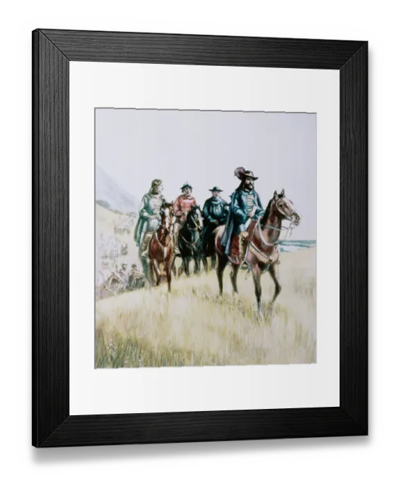 Framed Print : Illustration of Juan Bautista de Anza on Horseback Framed Print : Illustration of Juan Bautista de Anza on Horseback