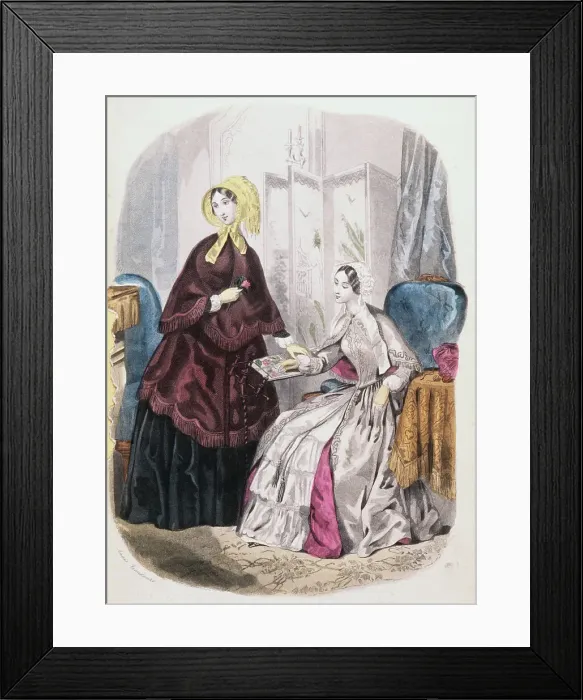 Framed Print : Illustration of Women Wearing French Fashions Framed Print : Illustration of Women Wearing French Fashions