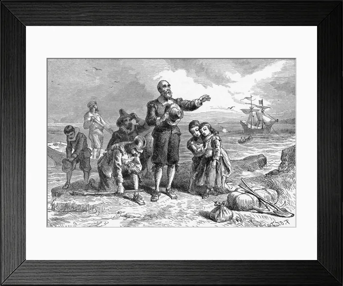 Framed Print : Illustration of the Landing of The Pilgrims Framed Print : Illustration of the Landing of The Pilgrims