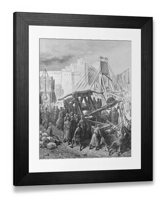 Framed Print : The Crusaders War Machinery by Gustave Dore