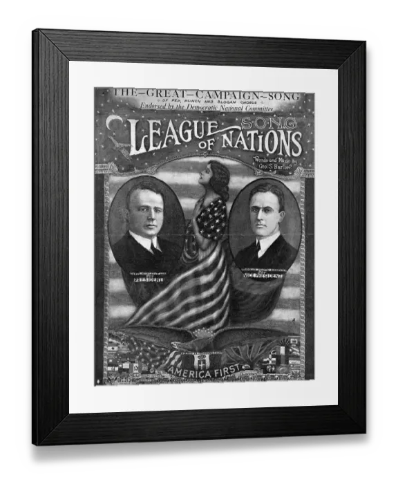 Framed Print : League of Nations Campaign Song Illustration Framed Print : League of Nations Campaign Song Illustration