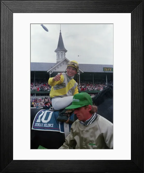 Framed Print : Pat Valenzuela Atop Sunday Silence