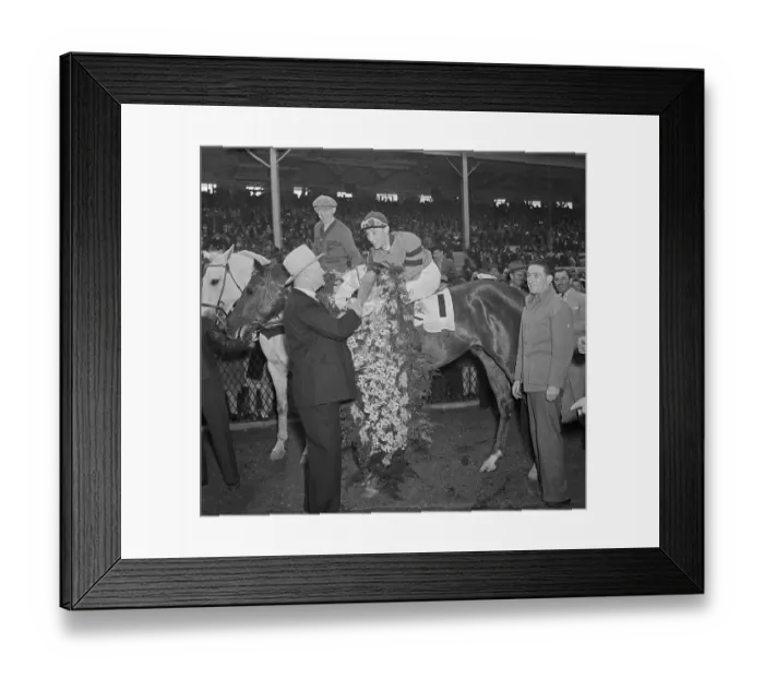 Framed Print : Ben Jones Congratulating Eddie Arcaro and Whirlaway Framed Print : Ben Jones Congratulating Eddie Arcaro and Whirlaway