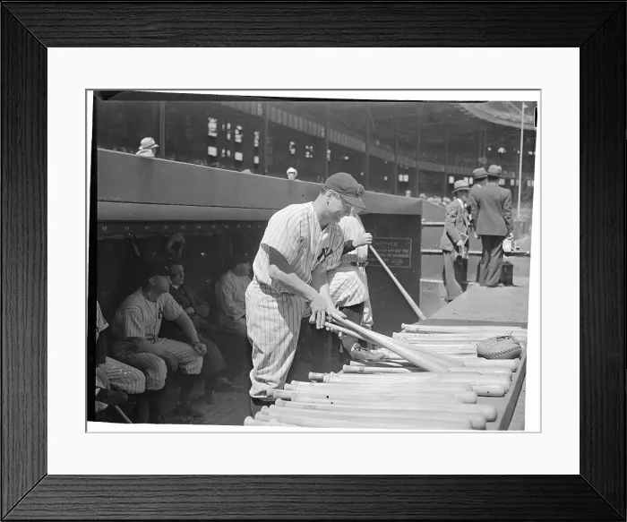Framed Print : Lou Gehrig Picking Up Bats Framed Print : Lou Gehrig Picking Up Bats