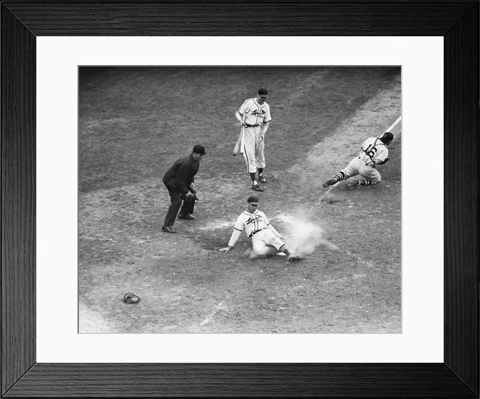 Framed Print : Enos Slaughter Sliding Into Home Plate Framed Print : Enos Slaughter Sliding Into Home Plate