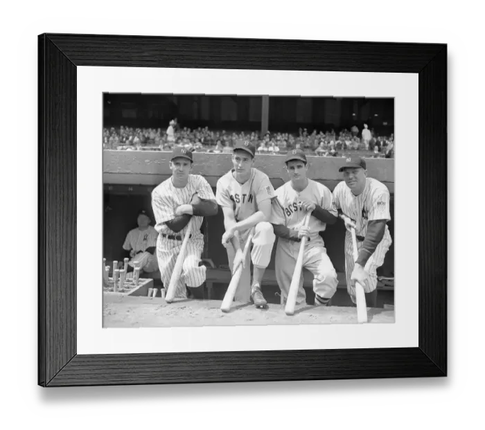 Framed Print : 4 Am League Batsmen Posing At Dugout Framed Print : 4 Am League Batsmen Posing At Dugout