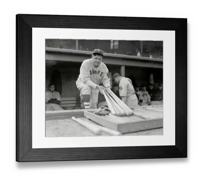 Framed Print : Babe Ruth Looking over Bats Framed Print : Babe Ruth Looking over Bats
