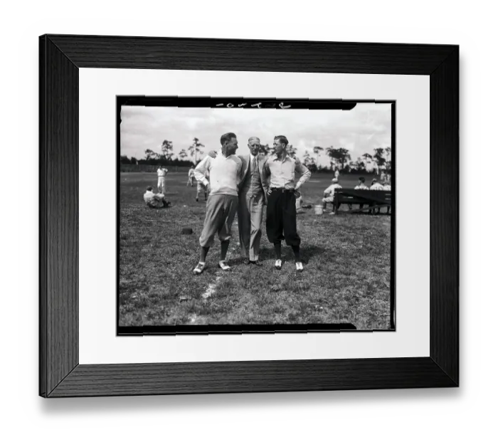Framed Print : Robert Moses and Rube Walberg Pose with their Ex-Manager Connie Mack Framed Print : Robert Moses and Rube Walberg Pose with their Ex-Manager Connie Mack