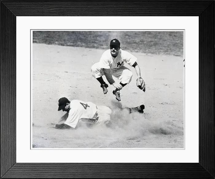 Framed Print : Stirweis Tags Out Mele In Yankees Game