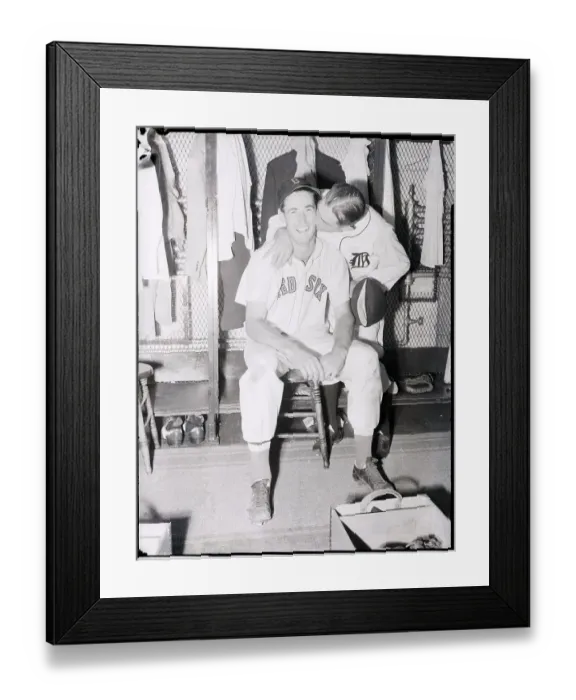 Framed Print : Del Baker Kissing Ted Williams Framed Print : Del Baker Kissing Ted Williams