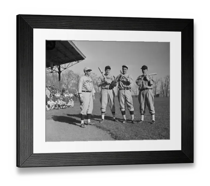 Framed Print : Joe Wood with Sons at Baseball Game Framed Print : Joe Wood with Sons at Baseball Game