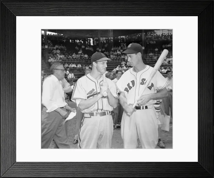 Framed Print : Ted Williams and Stan Musial Conversing in the Stadium Framed Print : Ted Williams and Stan Musial Conversing in the Stadium