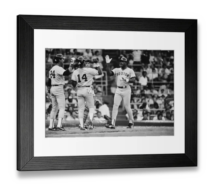 Framed Print : Don Baylor Crosses Home, High Fives J.Ric Framed Print : Don Baylor Crosses Home, High Fives J.Ric
