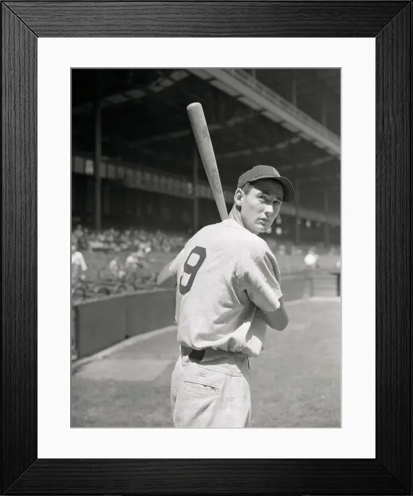 Framed Print : Boston Redsox Outfielder Ted Williams Holding Bat Framed Print : Boston Redsox Outfielder Ted Williams Holding Bat