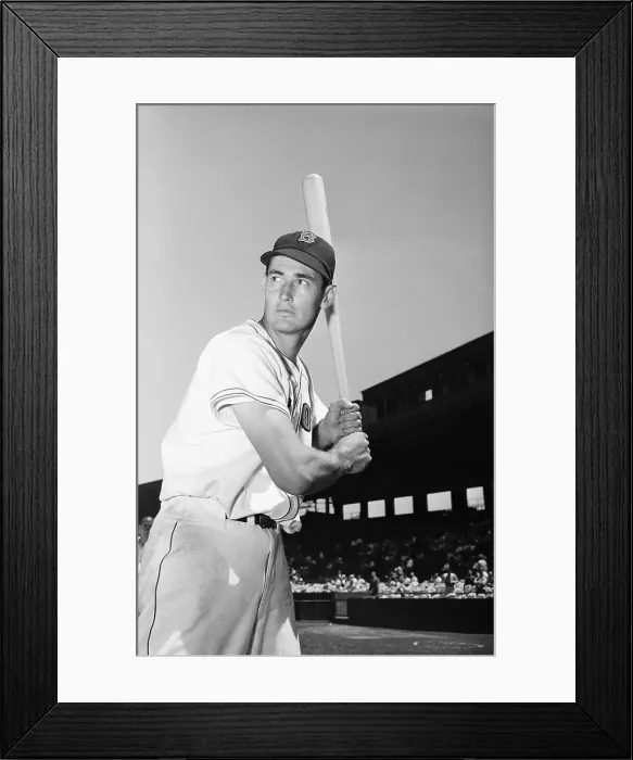 Framed Print : Red Sox Slugger Ted Williams Holding Bat