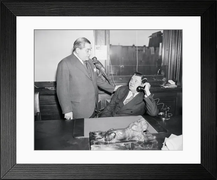 Framed Print : Babe Ruth Talking on Telephone Framed Print : Babe Ruth Talking on Telephone