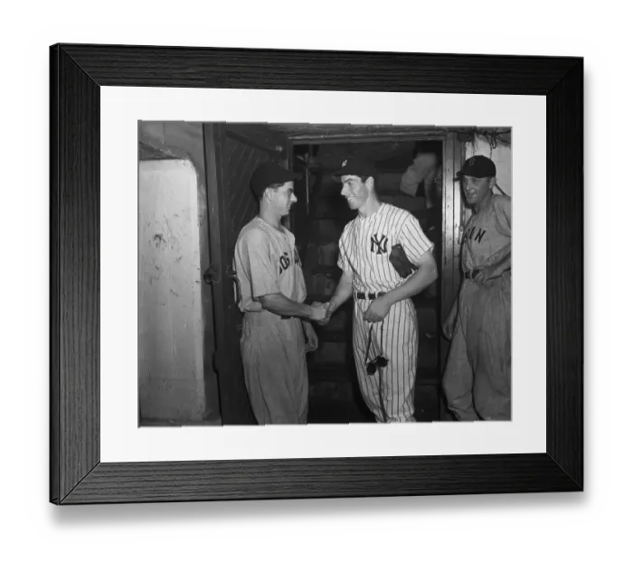 Framed Print : Joe DiMaggio Shaking Hands with His Brother Dominick Framed Print : Joe DiMaggio Shaking Hands with His Brother Dominick