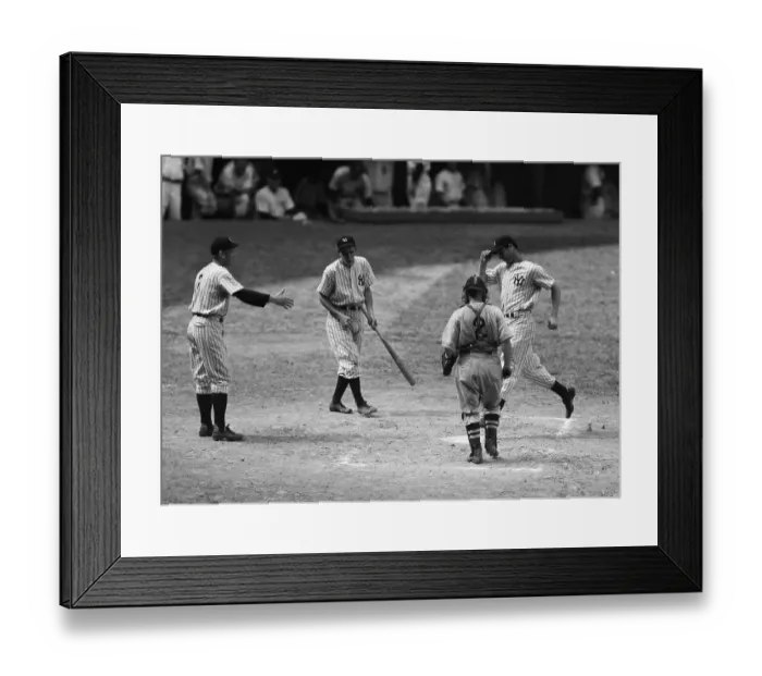 Framed Print : Joe Dimaggio Scoring;45Th Straight Homer Framed Print : Joe Dimaggio Scoring;45Th Straight Homer