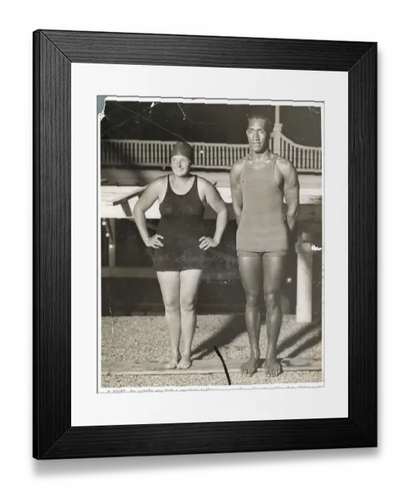 Framed Print : Charlotte Boyle and Duke Kahanamoku Framed Print : Charlotte Boyle and Duke Kahanamoku