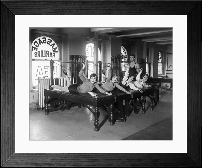 Framed Print : Dancers Exercising with Pulleys Framed Print : Dancers Exercising with Pulleys